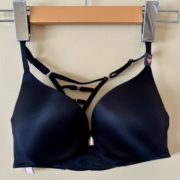 Victoria's Secret| Black ‘So Obsessed’ Caged Back Front Open Push-Up Bra Sz 32C - Picture 1 of 3